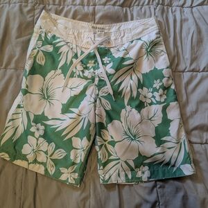 Old Navy Green Floral Swim Trunks